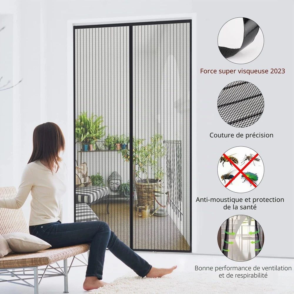 Moustiquaire magnétique Ultra dense Noire pour Portes et Fenêtres