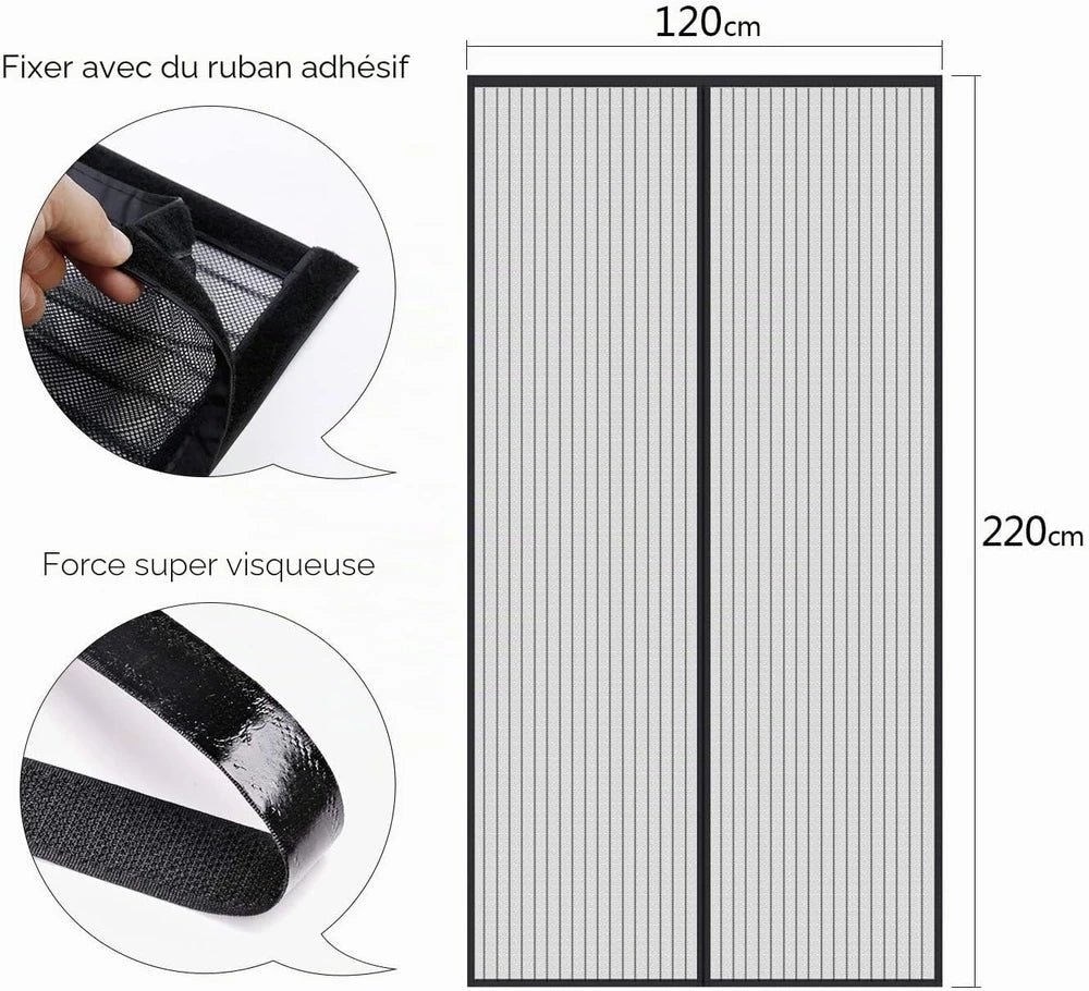 Moustiquaire magnétique Ultra dense Noire pour Portes et Fenêtres