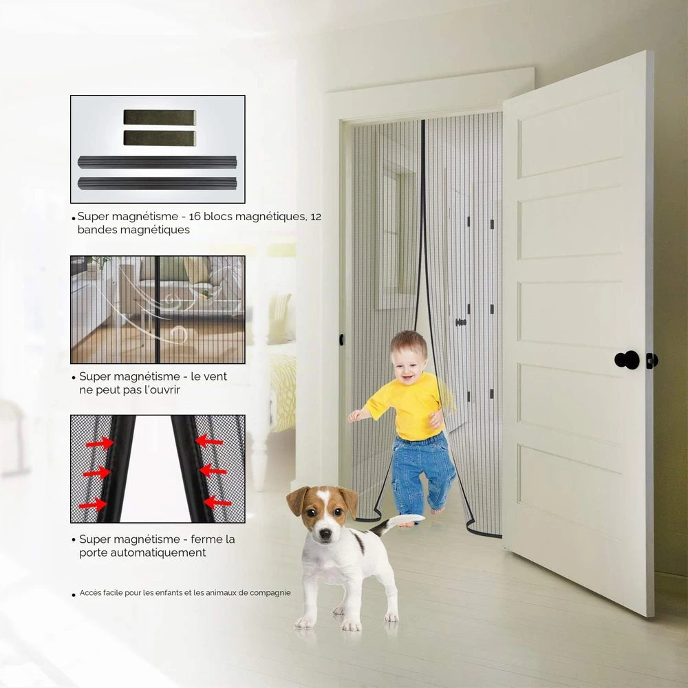 Moustiquaire magnétique Ultra dense Noire pour Portes et Fenêtres
